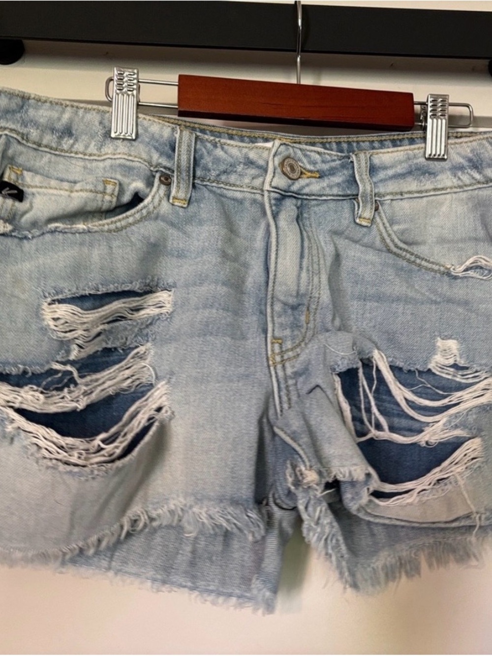 KanCan Light Wash Distressed Denim Jean Shorts